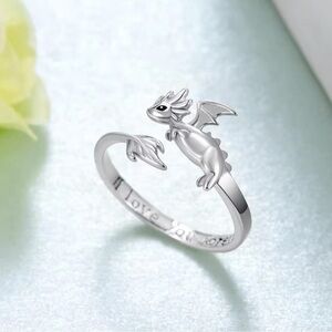 3 For $35 925 Sterling Silver “I Love You Forever” Baby Dragon  Open Top Ring